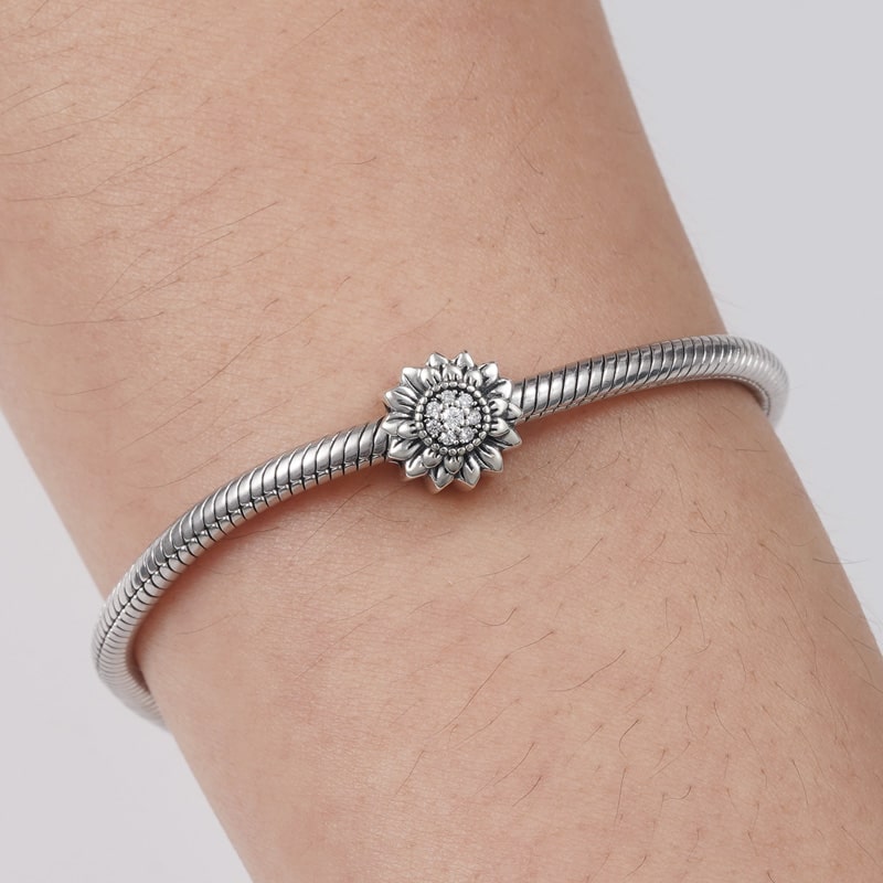 Sunflower Charm Bead Sterling Silver_3