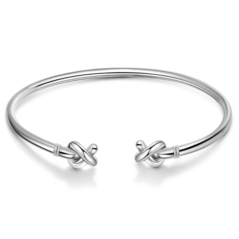 Gnoce "Fall In Love" 925 Sterling Silver Double Knot Design Bangle Birthday Gift For Girlfriend For Wife_1