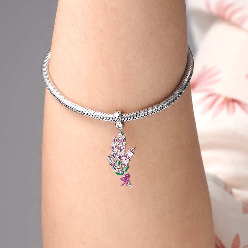 Lavender Flower Pendant Dangle Charm Sterling Silver_3