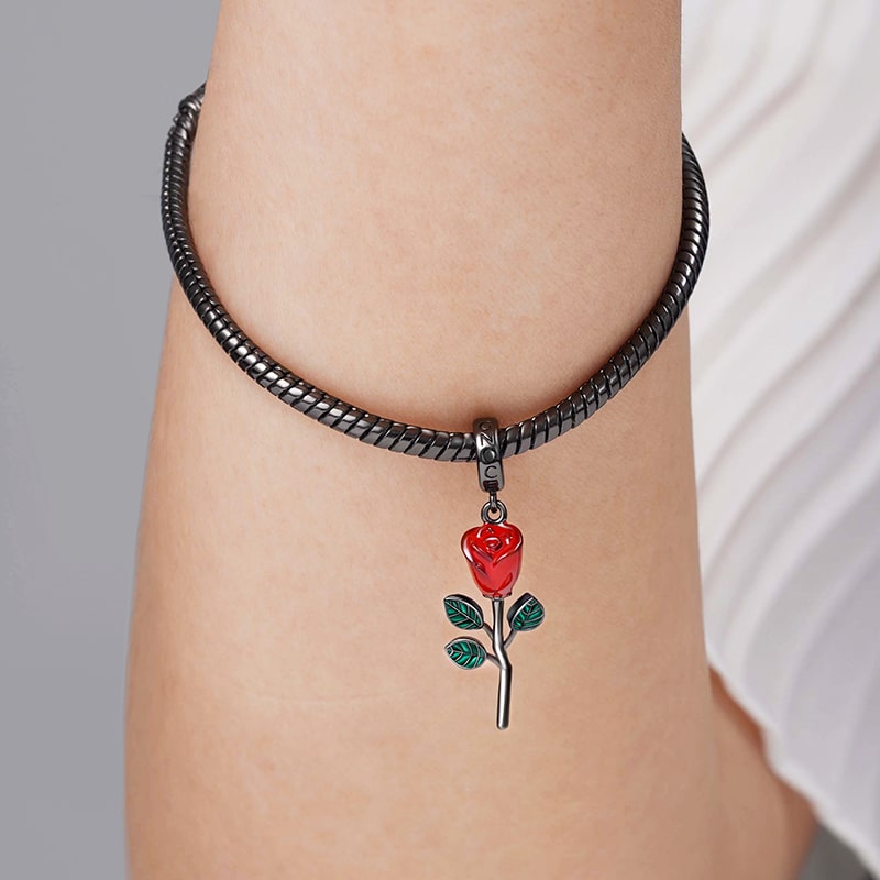 Rose Flower Pendant Dangle Charm Sterling Silver_4