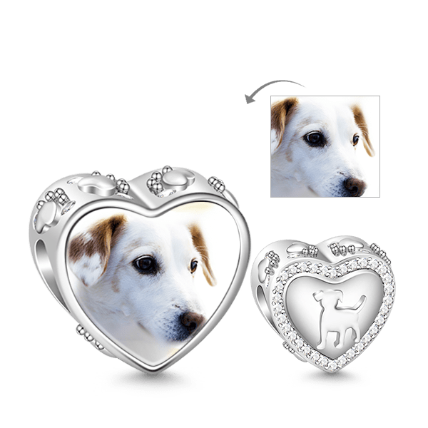 Gnoce 'Your Puppy is Always There to Brighten Your Day' Heart Shaped White Sapphire 925 Sterling Silver Charm_1
