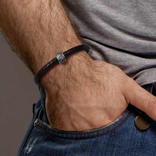 Indian Chiefs Men's Charm Bead Sterling Siver fit Men's Bracelet Jewelry for Men_3