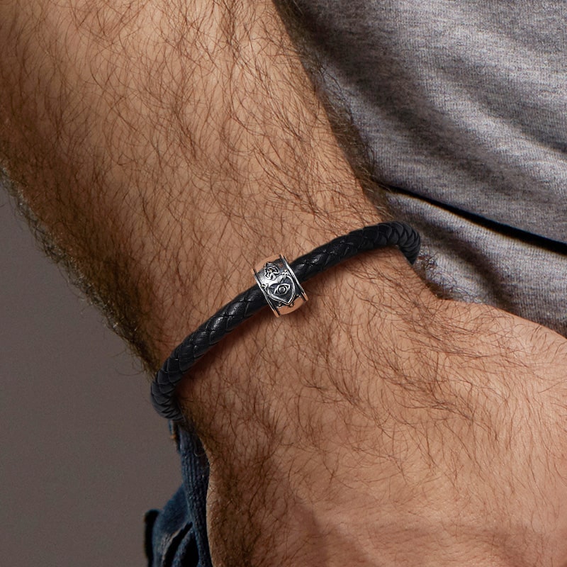 Angel & Burning Heart Men's Charm Bead Sterling Siver fit Men's Bracelet Jewelry for Men_3