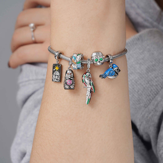 Parrot Pendant Dangle Charm 925 Sterling Silver Inlaid with Crystal Zircon Stones_3