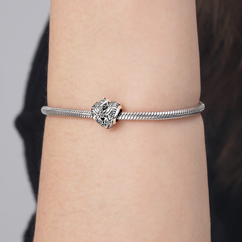 Heart & Key Vintage Charm Bead 925 Sterling Silver_3