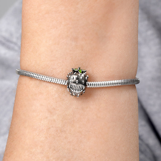 Spooky Strawberry Charm Bead 925 Sterling Silver Black Plated_3