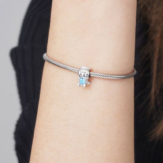 Cute Little Angel Embraces Heart Gemstone Charm Bead 925 Sterling Silver_4