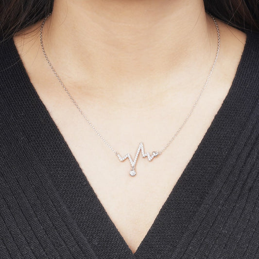 Heart Melody Necklace Copper Inlaid with Clear Gemstones_4