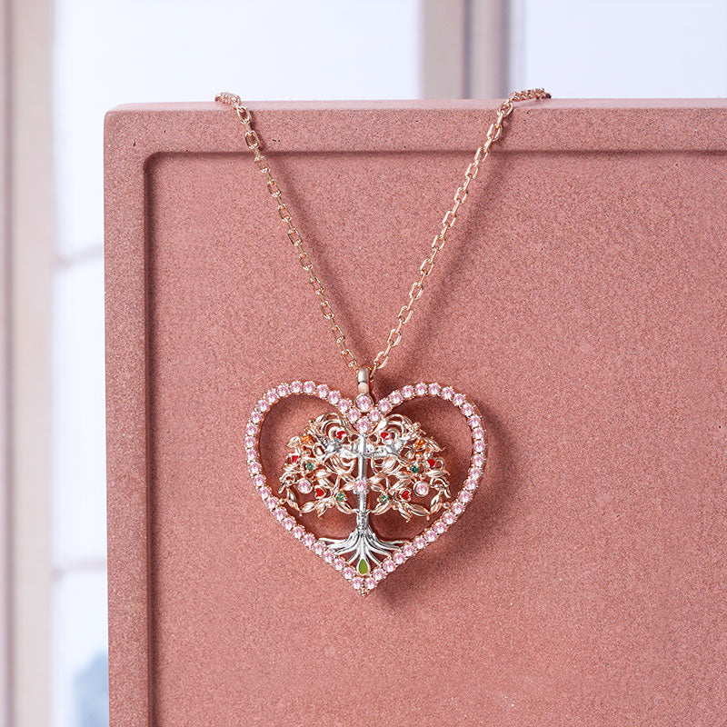 "Lifetree in Heart" Necklace Sterling Silver 18K Rose Gold Plated_3