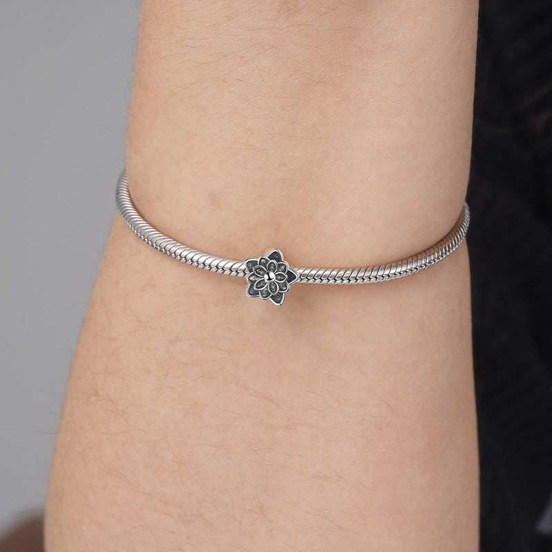 Vintage Lotus Stopper for Charm Bracelets 925 Sterling Silver_3