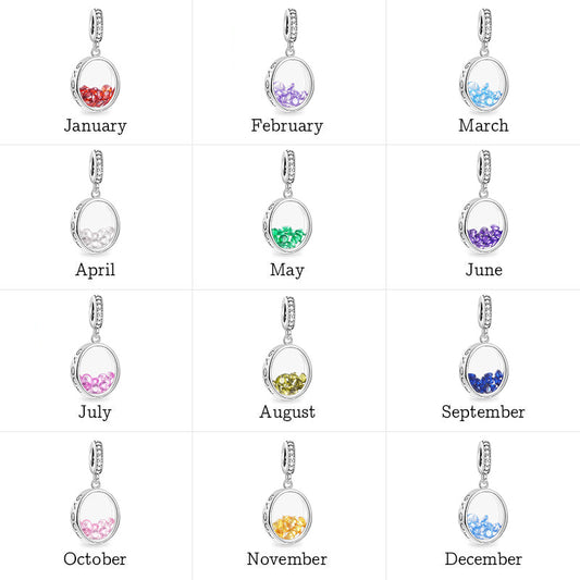 Oval-shape Birthstone Pendant Dangle Charm 925 Sterling Silver_4