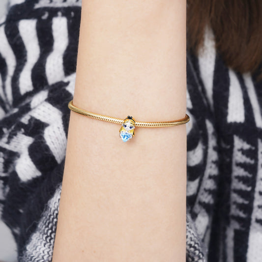 Lovely Alice Embraces Heart Gemstone Charm Bead 925 Sterling Silver 18K Gold Plated_3