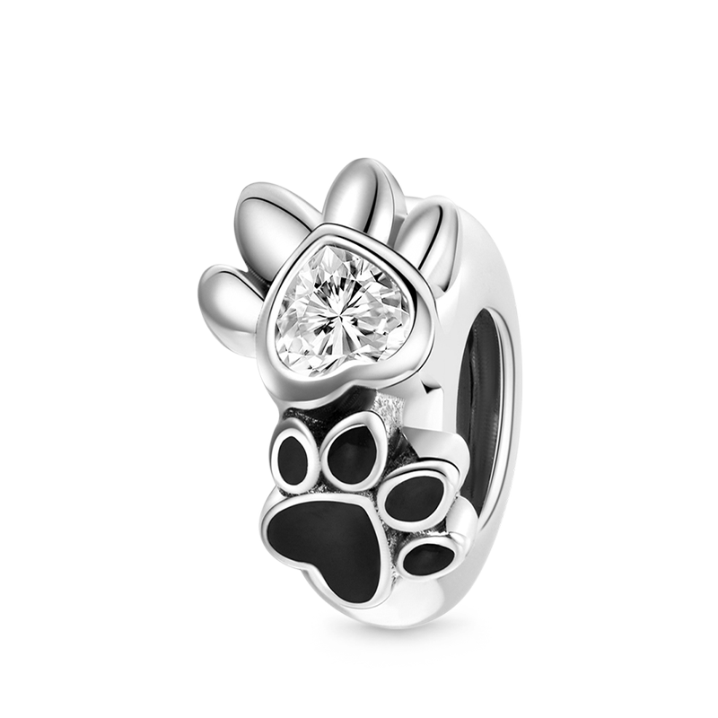 Gnoce Cute Pet Paws Stopper for Charm Bracelets 925 Sterling Silver_1