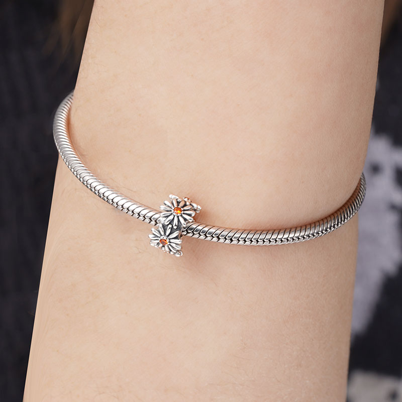 Daisy Wreath Stopper for Charm Bracelets 925 Sterling Silver_3