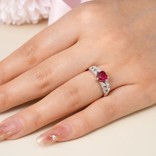 Gnoce Three Prong Heart Cut Garnet Engagement Ring_5