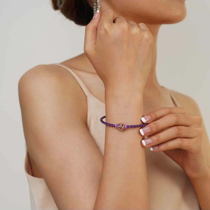 Gnoce Pink Purple Basic Bracelet with 2 Pieces of Stoppers_4