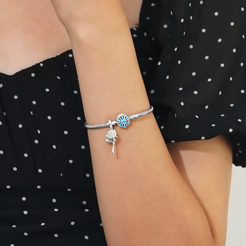Gnoce Blue Flower Primula Basic Snake Chain Bracelet_5
