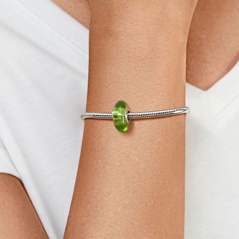 Gnoce Natural Green Stone Heart Hole Charm_5