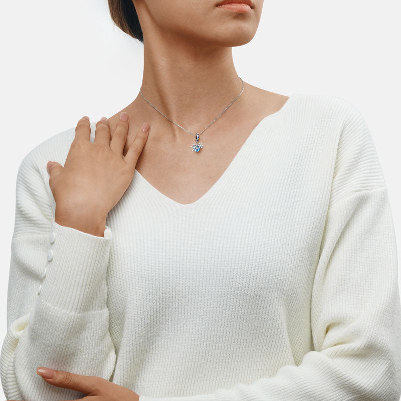 Gnoce Sparkling Snowflake Heart Pendant Dangle Charm_5