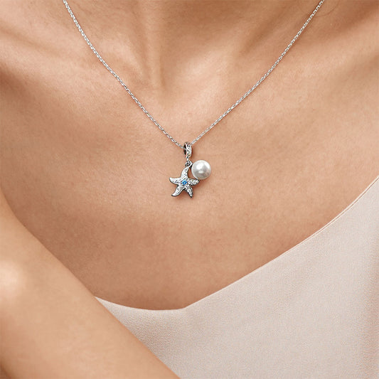 Gnoce Starfish Pearl Double Pendant Dangle Charm_7