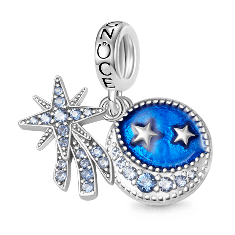 Gnoce Galaxy Moon & Star Double Pendant Dangle Charm_1