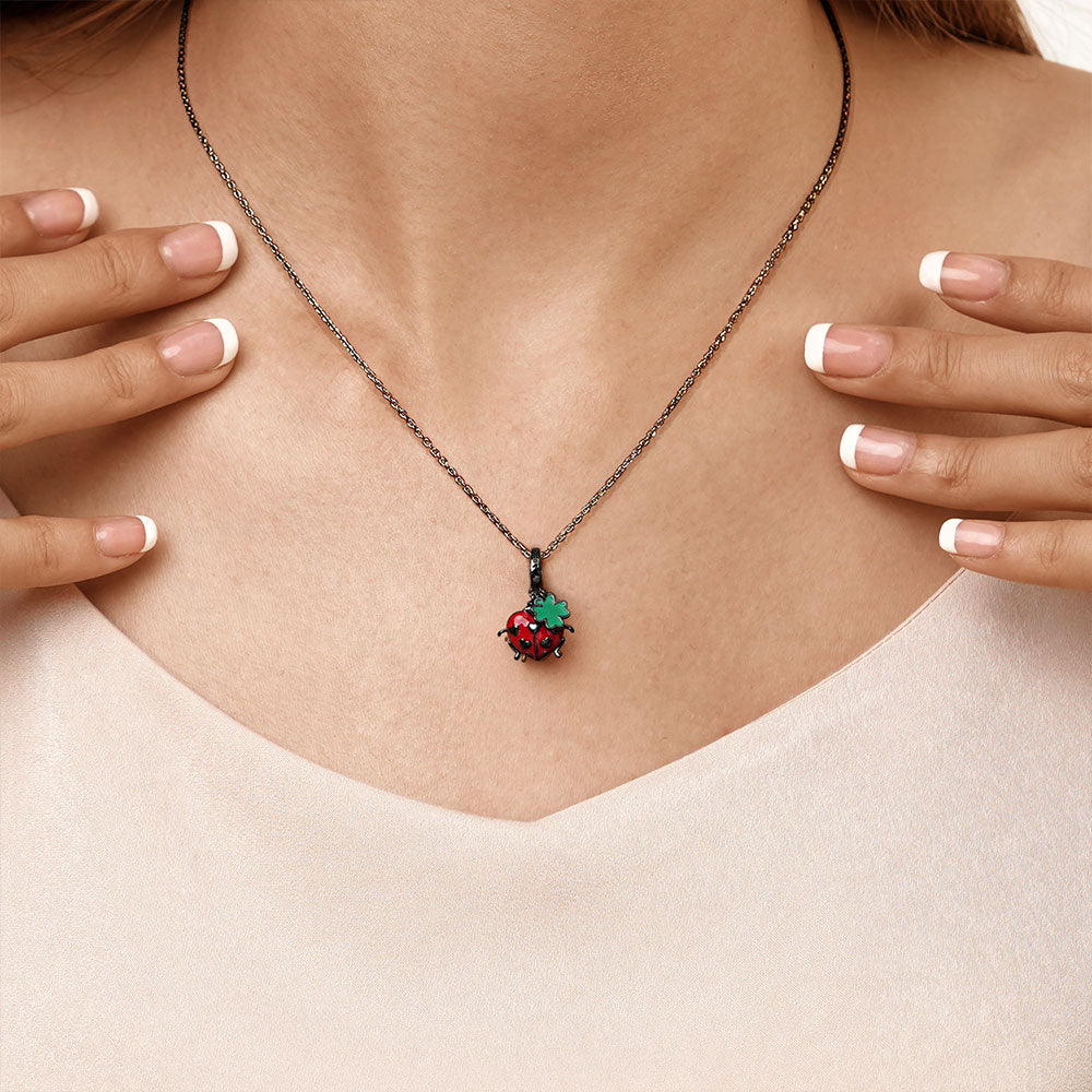 Gnoce Ladybug & Four Leaf Clover Doule Pendant Dangle Charm_6