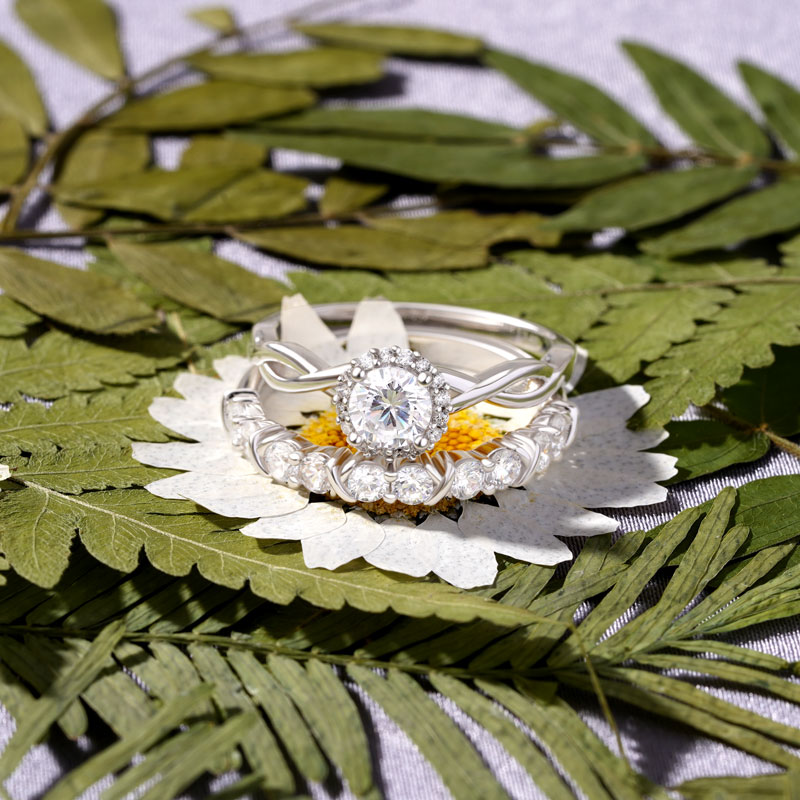 Gnoce Vintage Clear Round Cut Stackable Ring Set_2