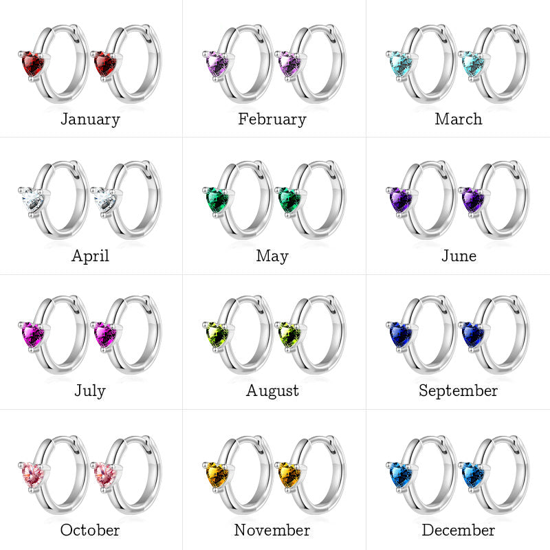 Gnoce Birthstone Heart Hoop Earrings_6
