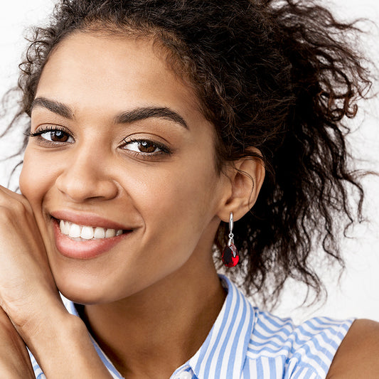 Gnoce Pear-shape Drop Birthstone Dangle Earrings_3