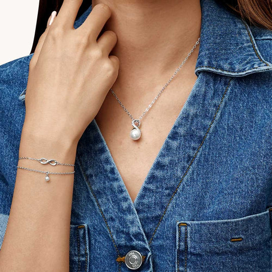 Gnoce Sparkling Infinity Love Pearl Necklace_5
