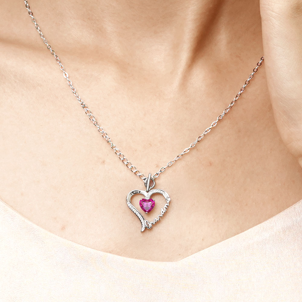 Gnoce "Grandma" Birthstone Heart Necklace_4