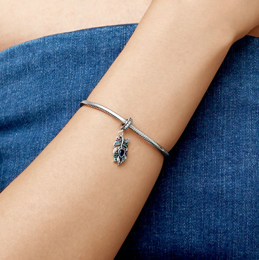 Gnoce Peacock Feather Pendant Dangle Charm_5