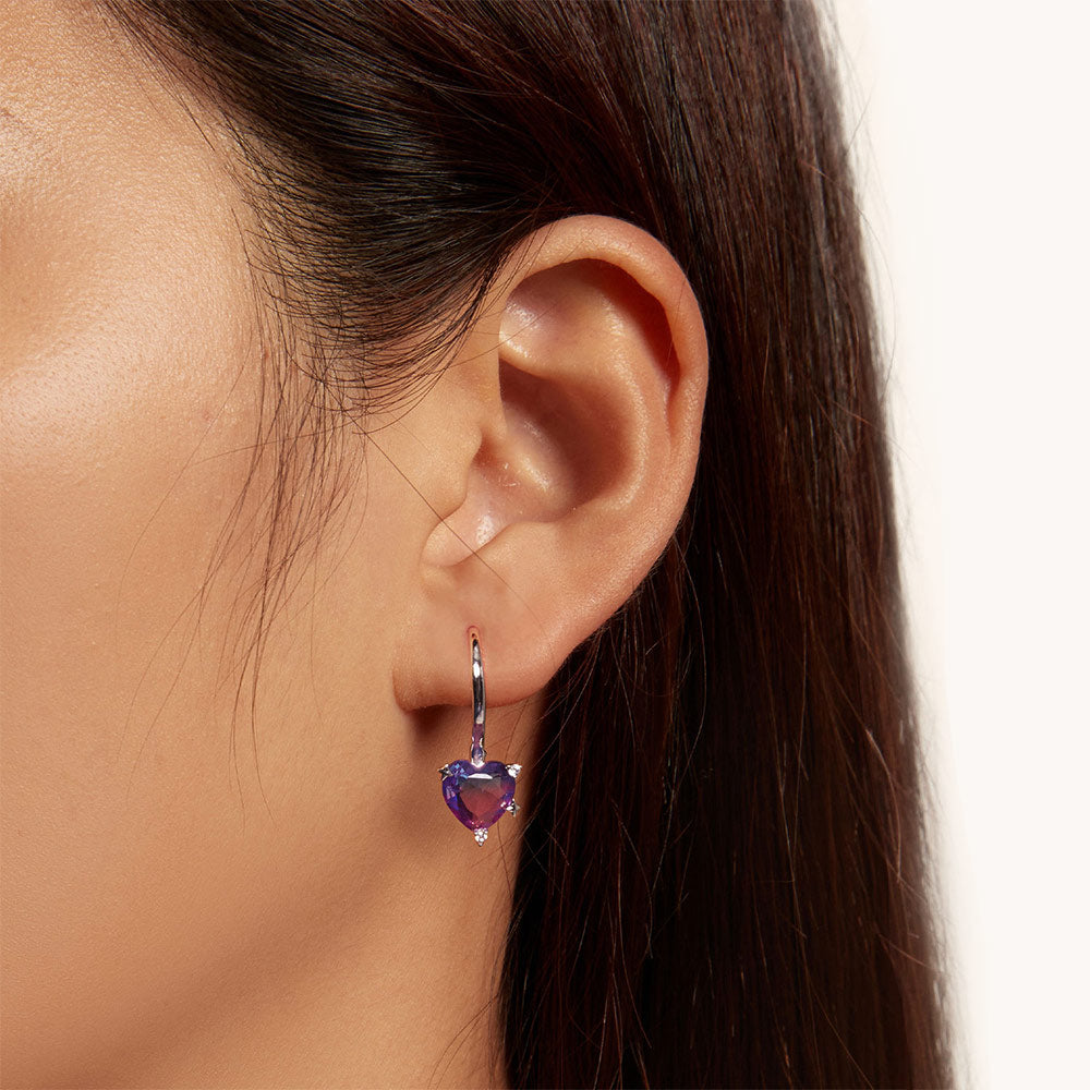 Gnoce Colorful Glass Heart-Shaped Gemstone Earrings_5