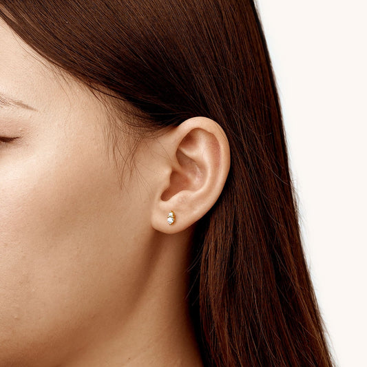Gnoce Two Round Stone Stud Earrings_5