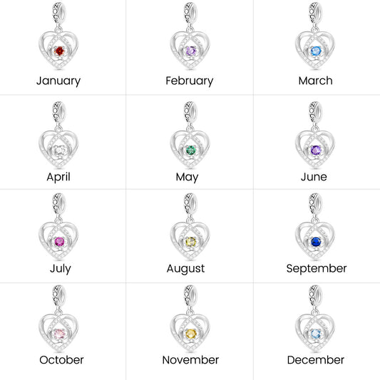 Gnoce Love Heart Birthstone Personalized Pendant Dangle Charm_6