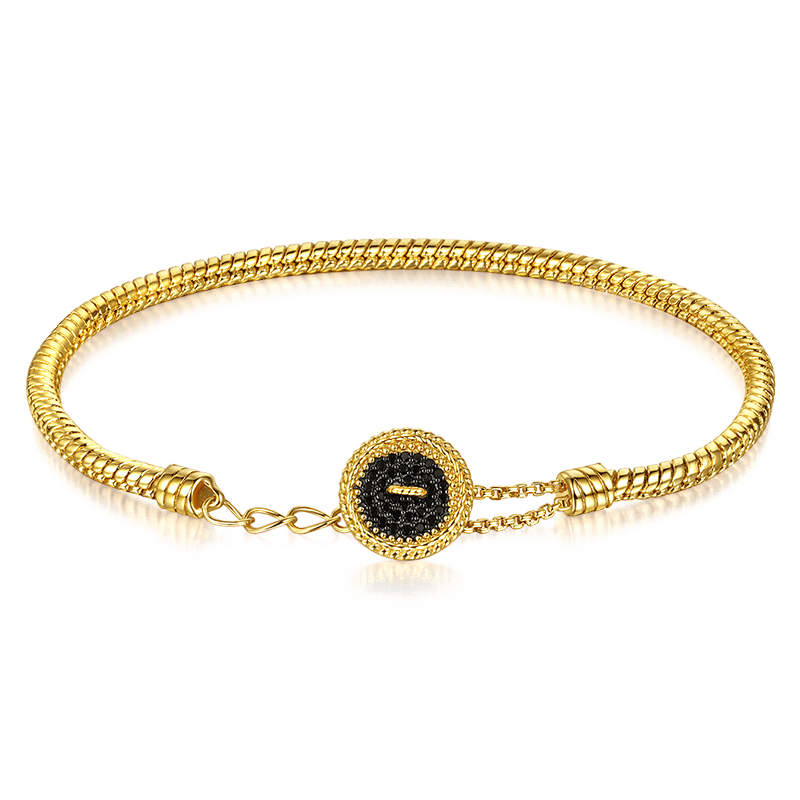 Gnoce Black Button Basic Snake Chain Bracelet_1