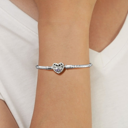 Gnoce Heart Butterfly Engravable Snake Chain Bracelet_5