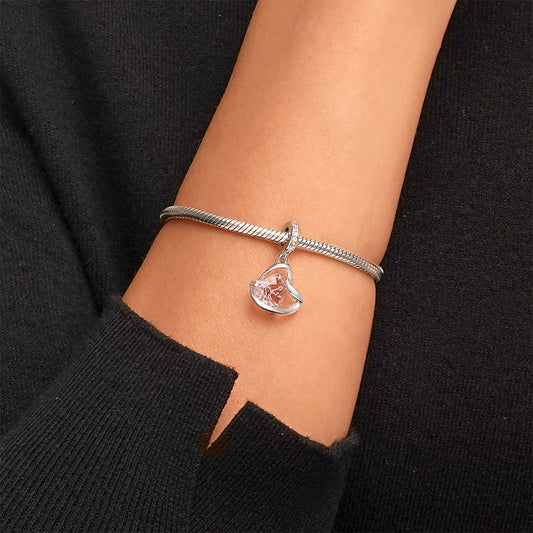 Gnoce Thanksgiving Pink Heart Ribbon Pendant Dangle Charm_7