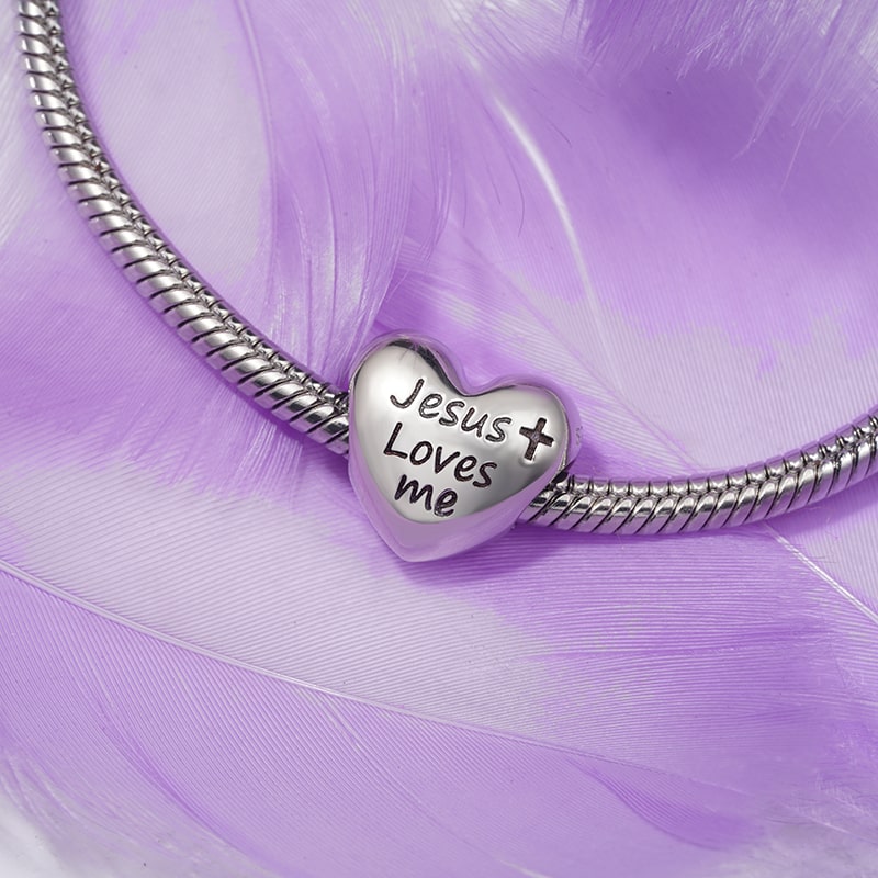 Gnoce Jesus Loves Me Religious Heart Charm_3