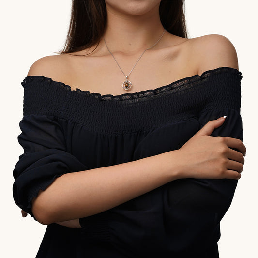 Gnoce Rotatable Natural Stone Tigereye Galaxy Pendant Dangle Charm_4