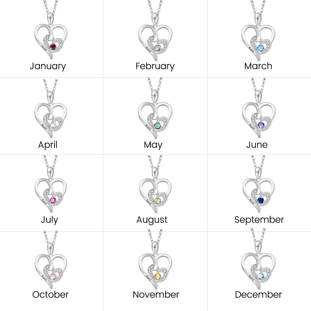 Gnoce Engravable Double Love Birthstone Necklace_7