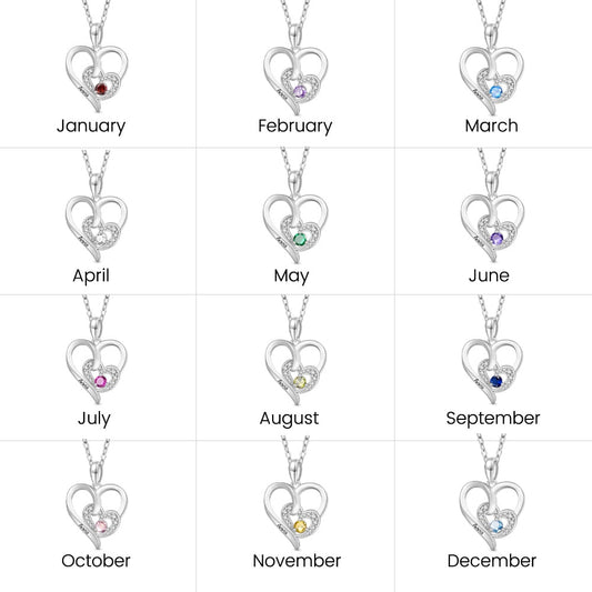 Gnoce Engravable Double Love Birthstone Necklace_7