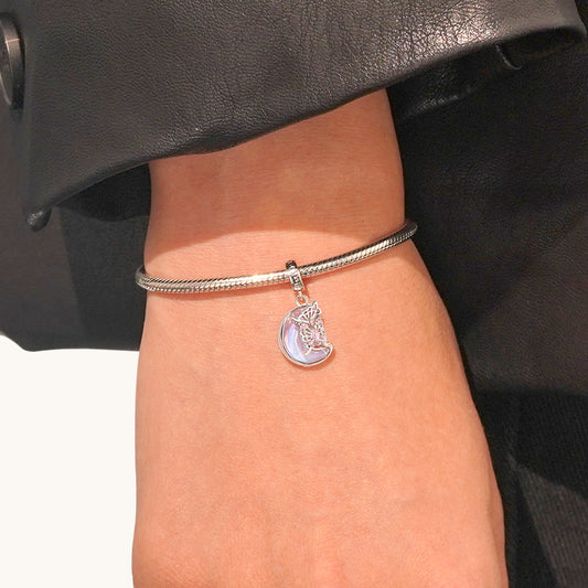 Gnoce Pink Butterfly on the Moon Pendant Dangle Charm_7