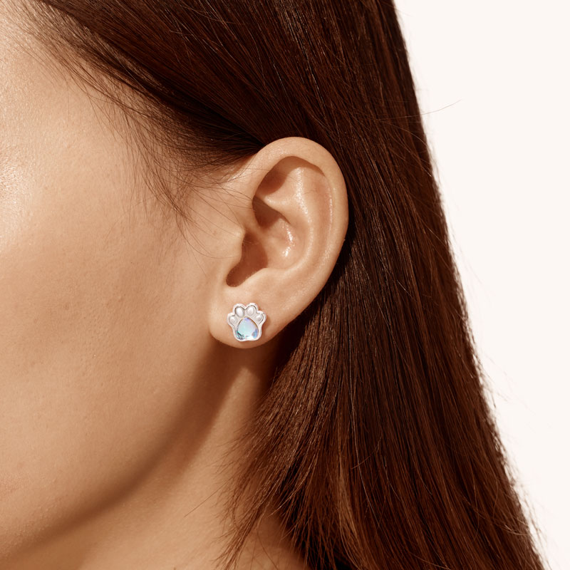 Gnoce Moonstone Pet Paw Stud Earrings_4