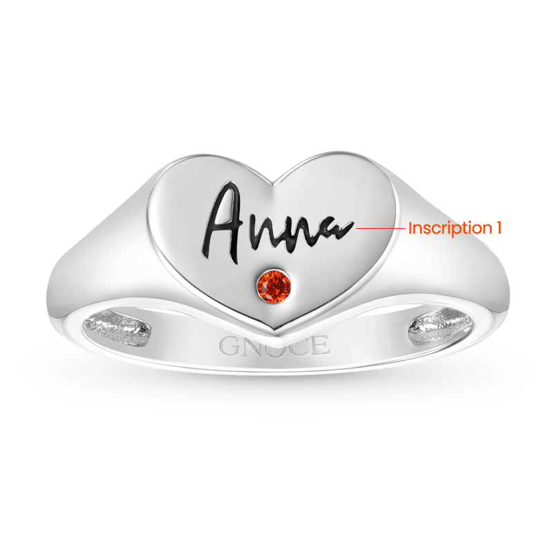 Gnoce Engravable Birthstone Heart Signet Ring_2