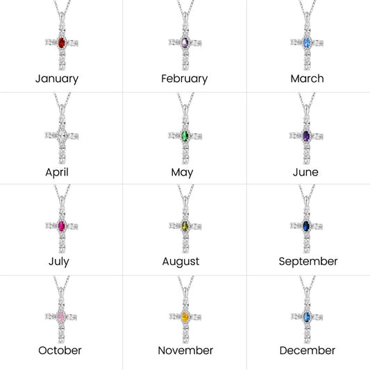 Gnoce Elegant Cross Birthstone Necklace_6
