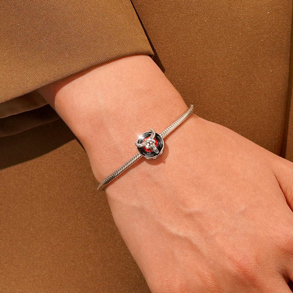 Gnoce Silver Cattle Skull Record Charm_5