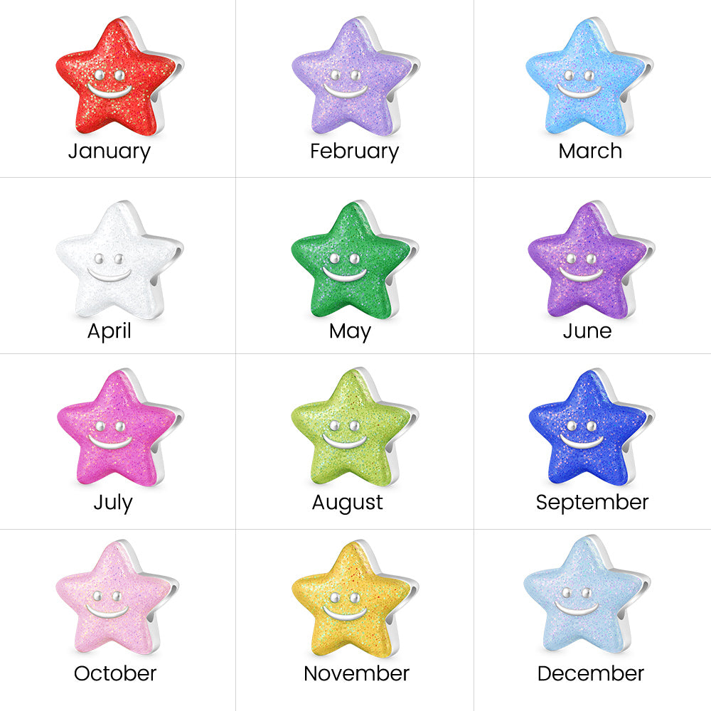 Gnoce Glow-in-the-Dark Star Smiley Face Birthstone Charm_7