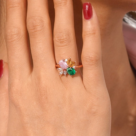 Gnoce Rose Gold Tone Flower Garden Ring_5