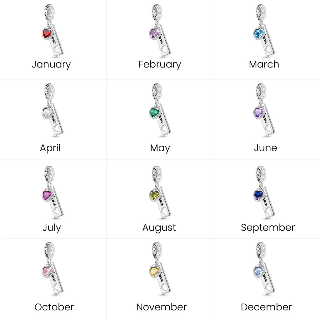 Gnoce Engravable Tag Heart Birthstone Pendant Dangle Charm_7